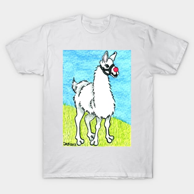 2013 Holiday ATC 6 - Llama Rudolph T-Shirt by ArtbyMinda